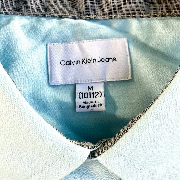 Calvin Klein Jeans Light Blue Boys Button Up Short Sleeve Shirt Medium 10/12 - Picture 7 of 7